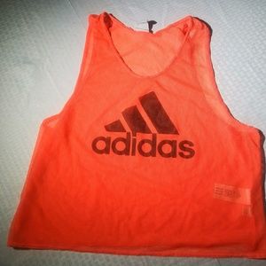 Neon Orange Adidas Cropped Mesh Tank